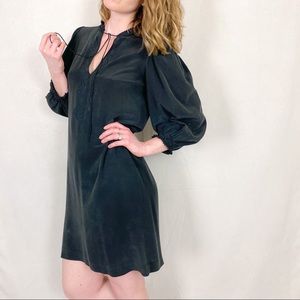 Theory | Hilena Silk Neck Tie Shift Peasant Dress